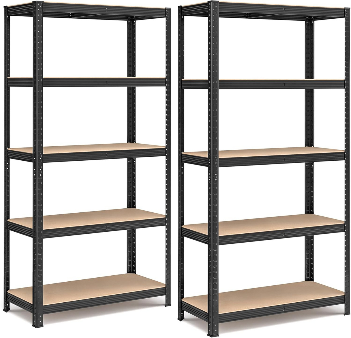 SONGMICS reol, 2-pak, 5 niveauer, 15.7 × 35.4 × 70.9 tommer, sort, GLR042B01