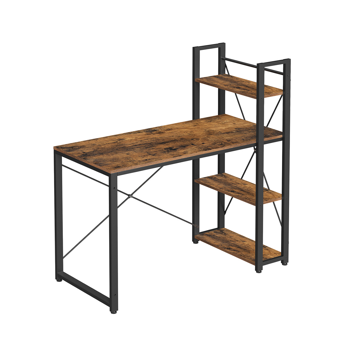 VASAGLE computerbord, 120 cm, rustikbrun/sort, LWD48X