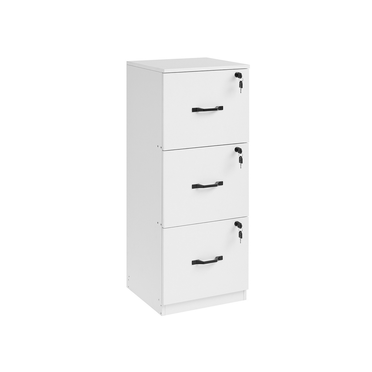 Vasagle arkivskab, 3 skuffer, justerbar, låsbar, skyhvid, OFC055W14