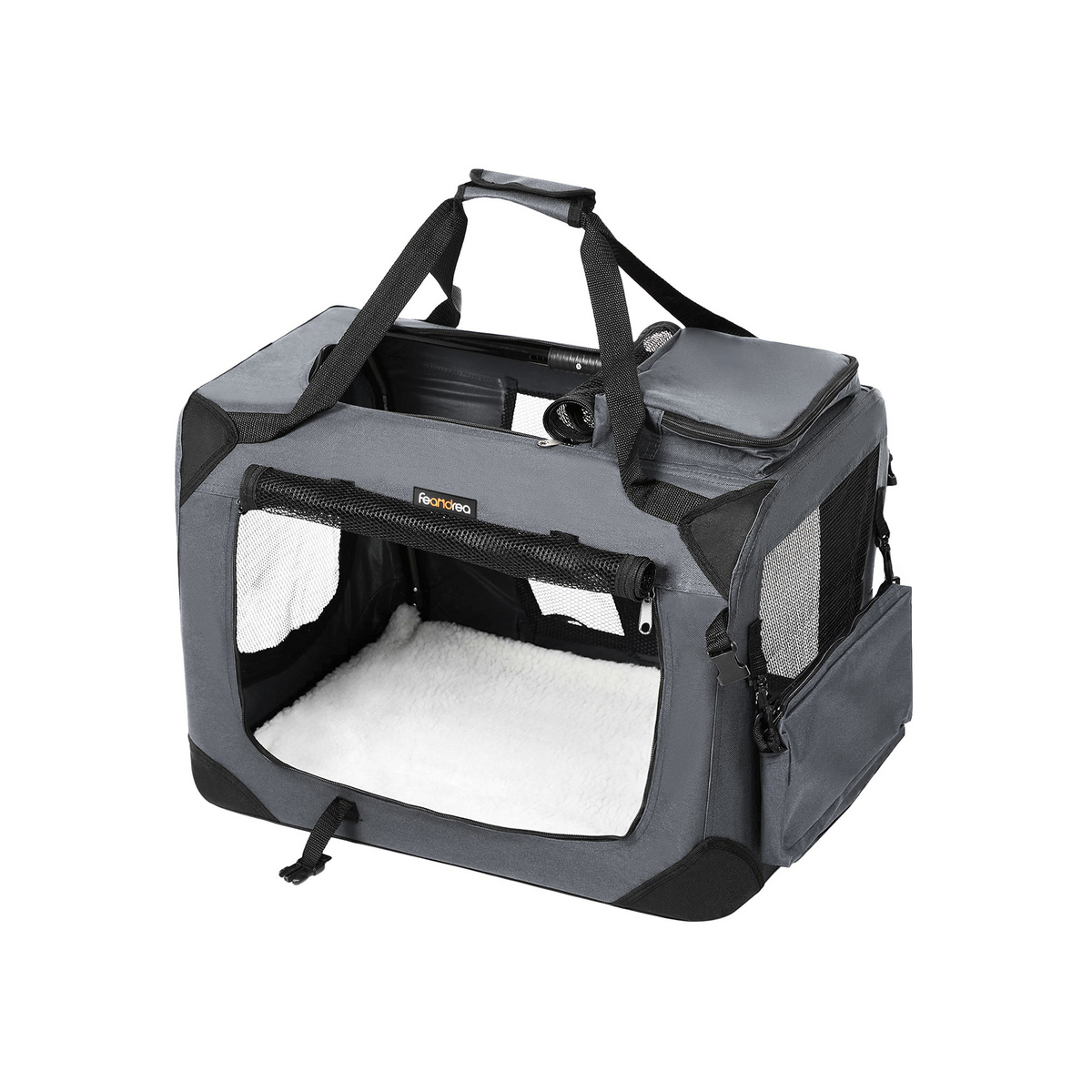 FEANDREA transporttaske til kæledyr, 70 × 52 × 52 cm, sammenklappelig, grå