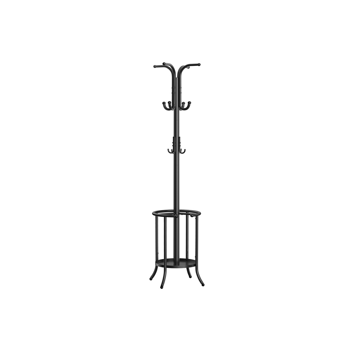 SONGMICS knagerække, 12 kroge, 175 cm, fritstående, sort, RCR011B01