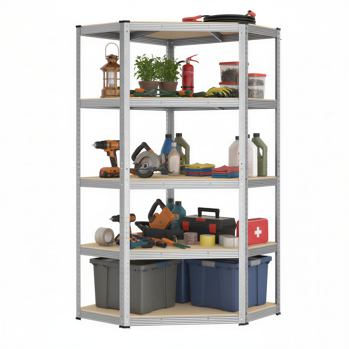 SONGMICS reol, 1-pak, 70 × 40 × 43 cm, sølv/naturbeige, GLR080E01