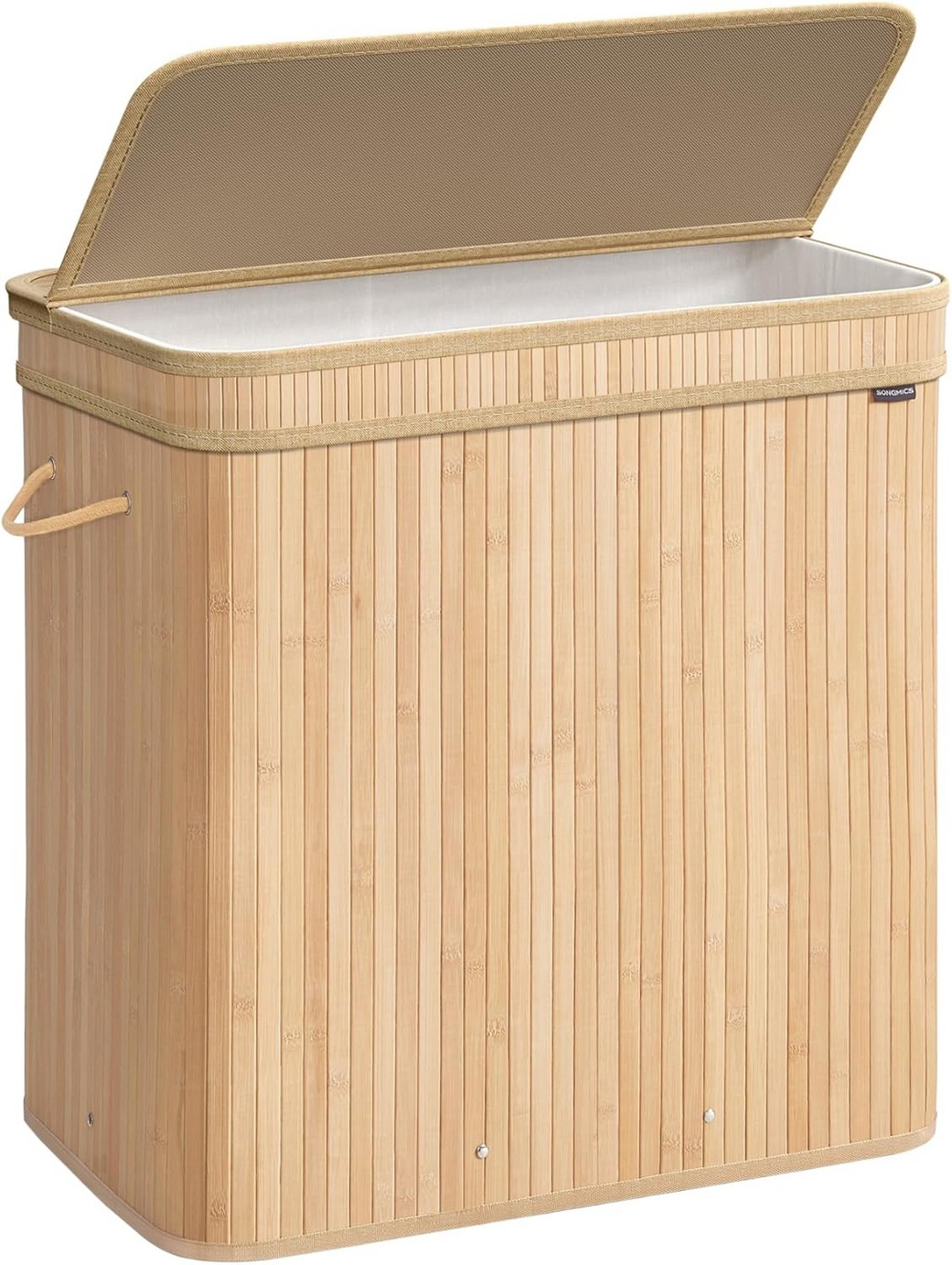 SONGMICS vasketøjskurv, 150 L, med låg, naturbeige, LCB062N01