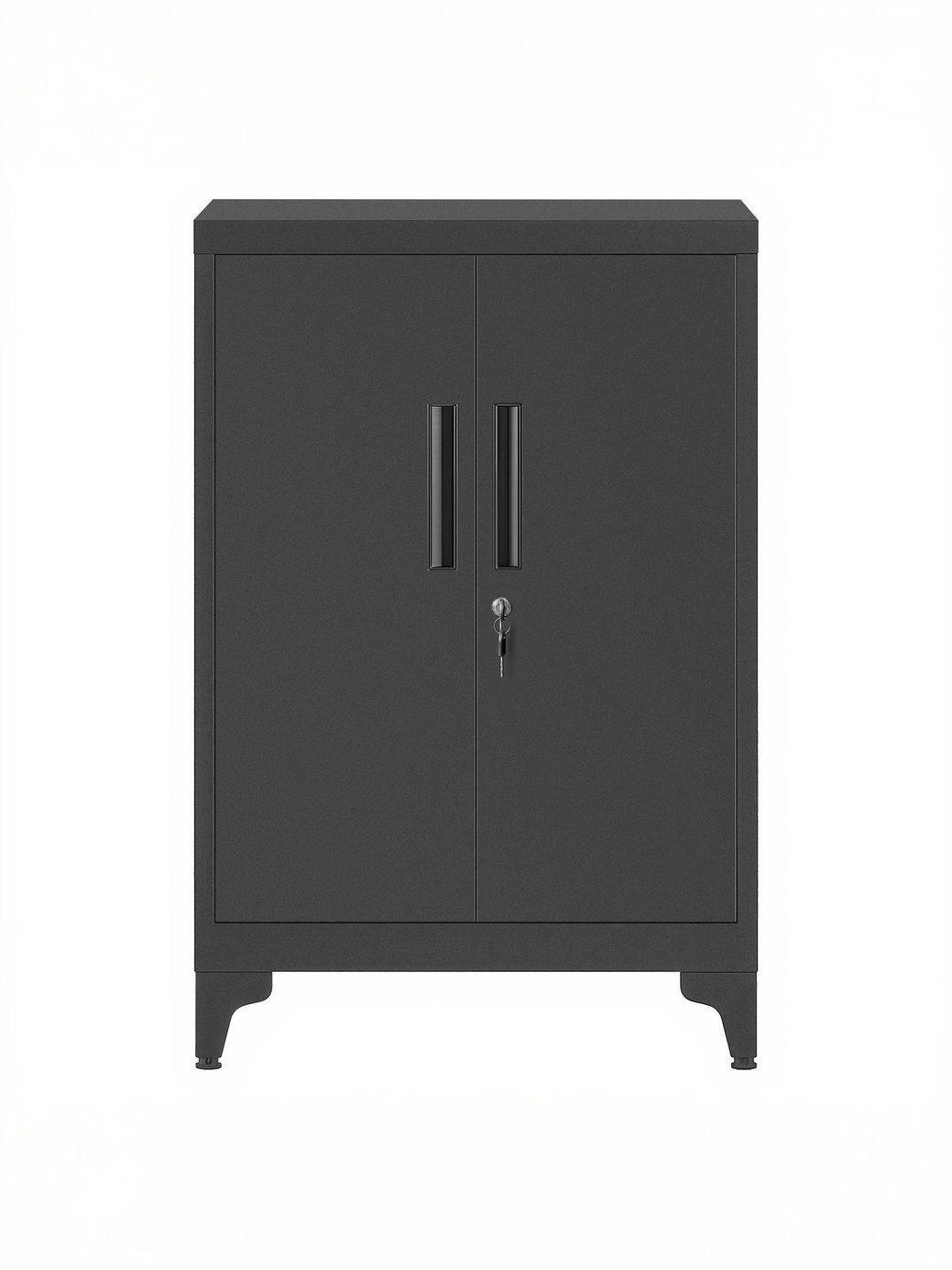 Songmics opbevaringsskab, 2 låger, 23.7 × 15.8 × 39 tommer, justerbar hylde, sort