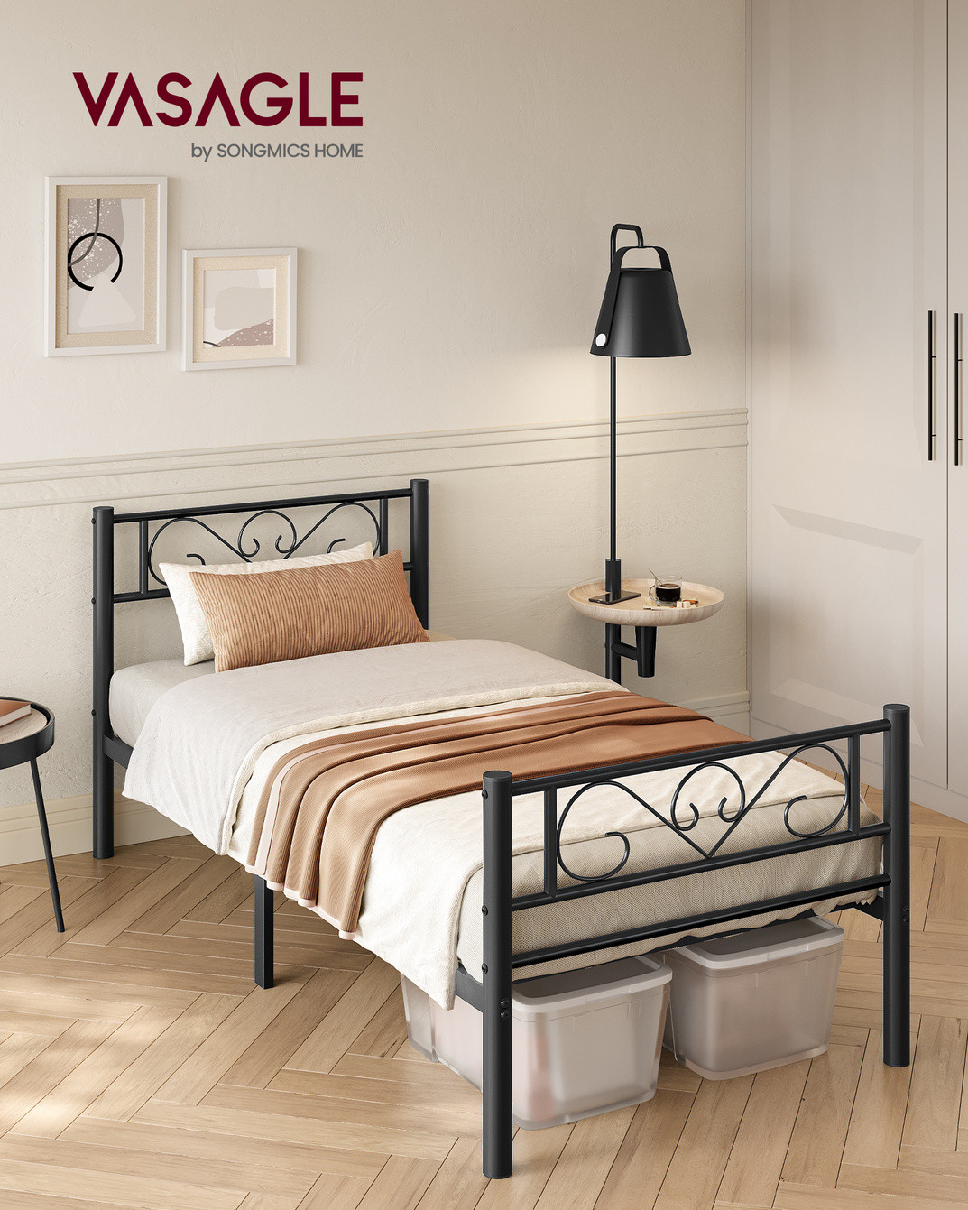Vasagle madras, 90 × 200 cm, sort, RMB062B01