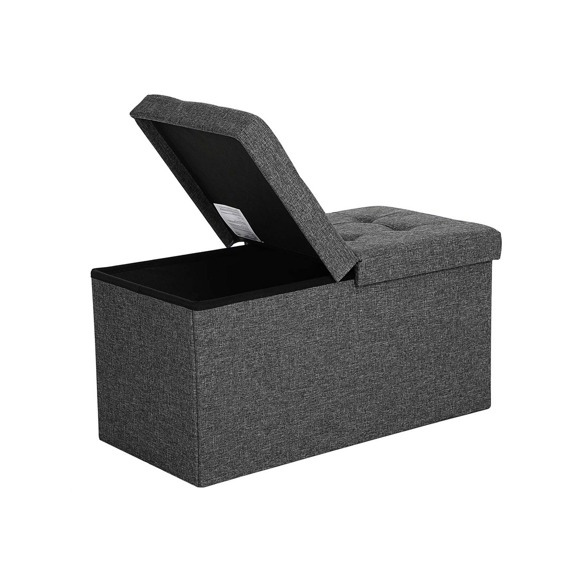 Songmics opbevaringspuf, 80 L, 76 × 38 × 38 cm, sammenklappelig, mørkegrå, LSF46GYZ