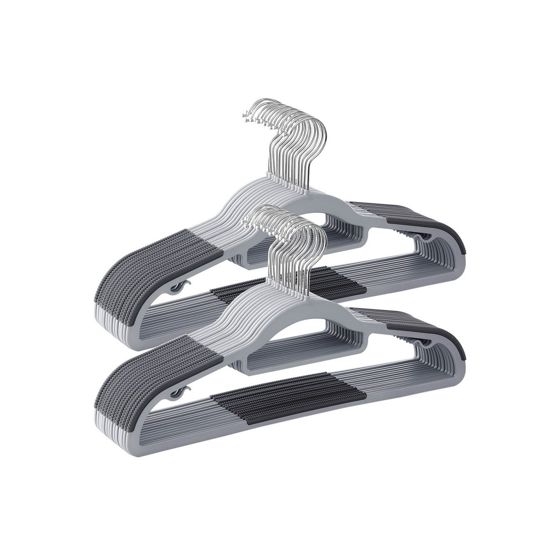 Songmics tøjbøjler, 50-pak, 0.6 cm, drejelig, lysegrå/mørkegrå, CRP20G50