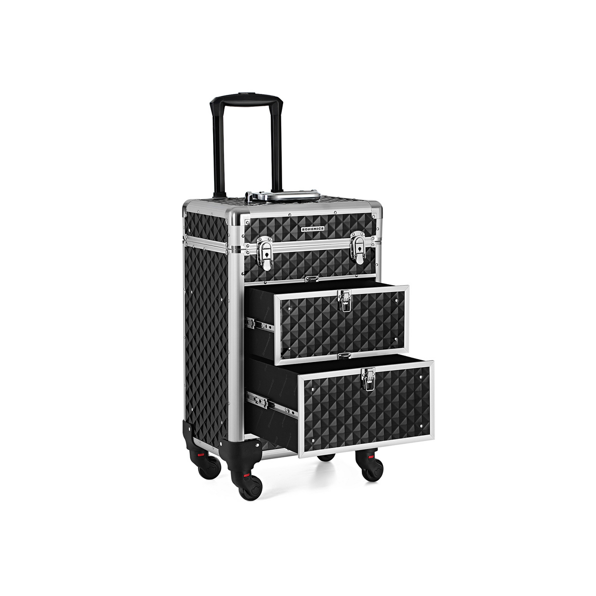 Songmics opbevaringsvogn, 34 × 27 × 57 cm, låsbar, med hjul, sort, JHZ08BK
