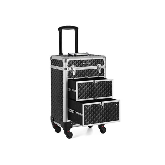 Songmics opbevaringsvogn, 34 × 27 × 57 cm, låsbar, med hjul, sort, JHZ08BK