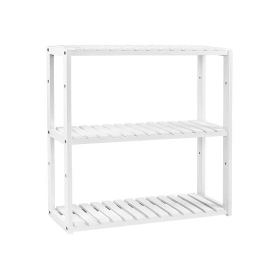 Songmics badeværelseshylde, 3 niveauer, 60 × 15 × 54 cm, højdejusterbar, hvid, BCB13W