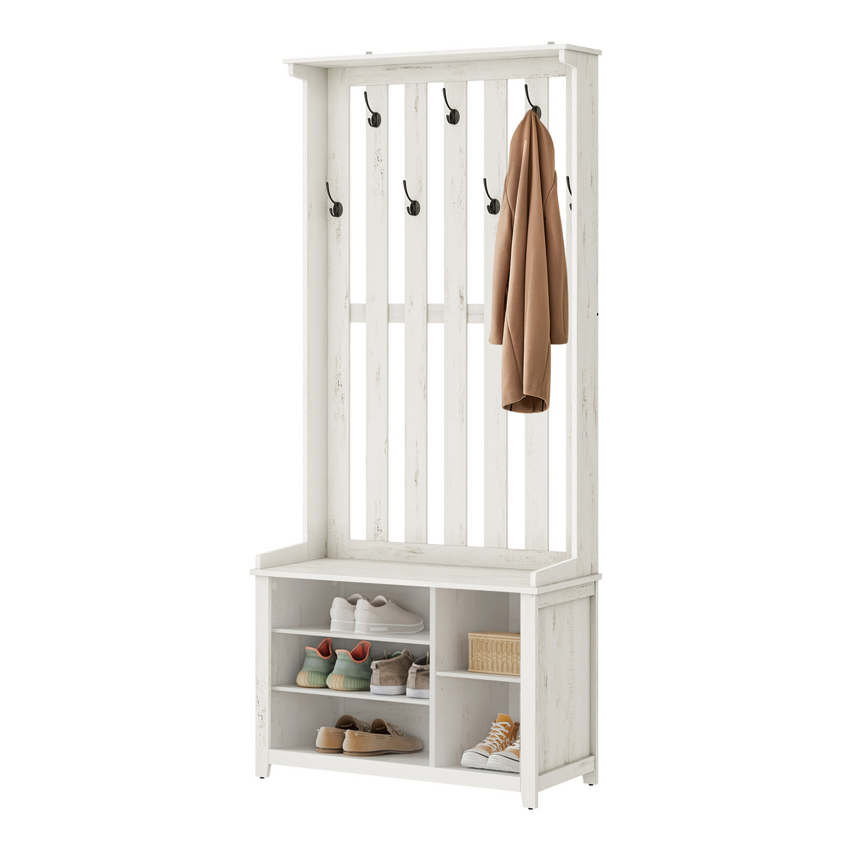 VASAGLE entrémøbel, 13.8 × 31.9 × 70.9 tommer, rustikhvid, HSR414WJ02