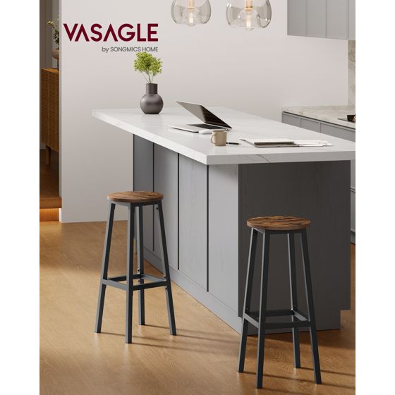 Vasagle barstol, 2-pak, 74 cm, rustikbrun, LBC132K01
