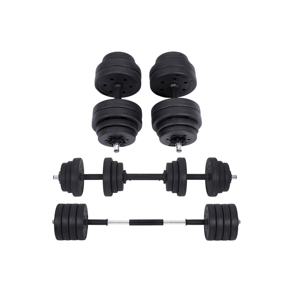 Songmics håndvægte, 2 × 15 kg, justerbar, sort, SYL30HBK