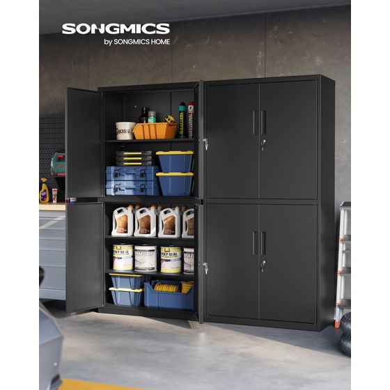 Songmics opbevaringsskab, 4 låger, 40 × 80 × 180 cm, justerbar hylde, sort, OMC016B01