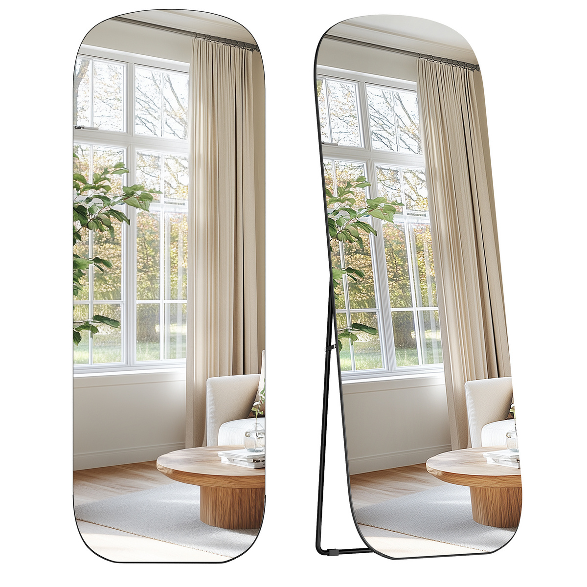 SONGMICS helkropsspejl, 160 × 50 cm, sort, LFM029B01
