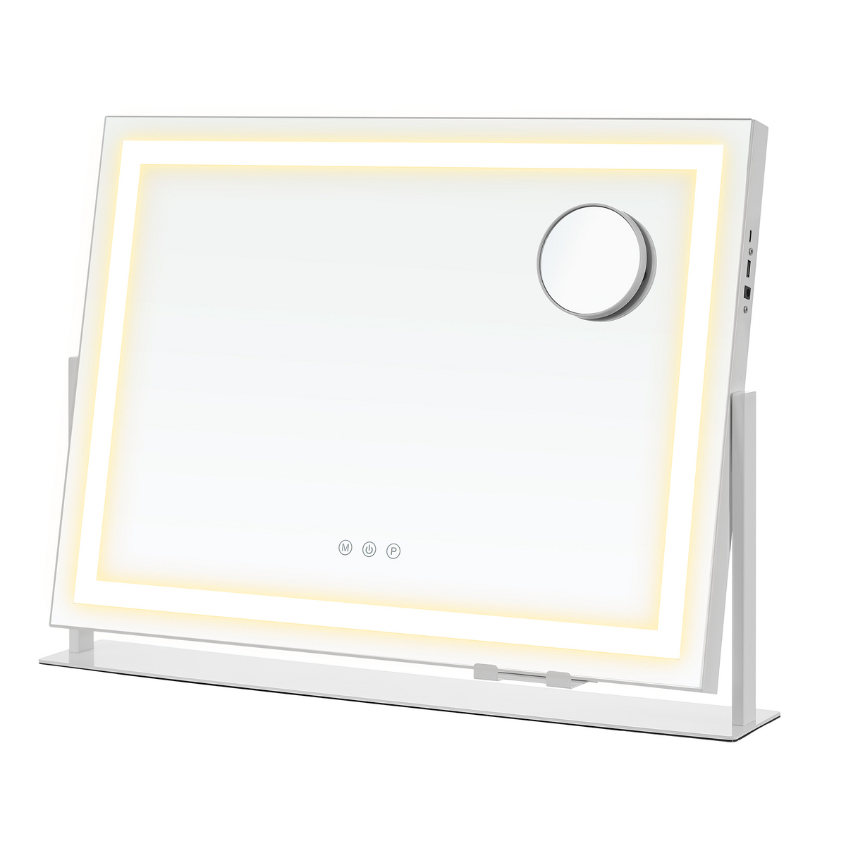 SONGMICS makeupspejl, justerbar, med LED-belysning, mat hvid, LWM002W02