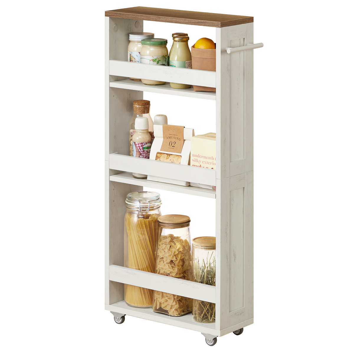 Vasagle opbevaringsvogn, 4 niveauer, 40 × 15 × 86.5 cm, honningbrun, LRC050K01