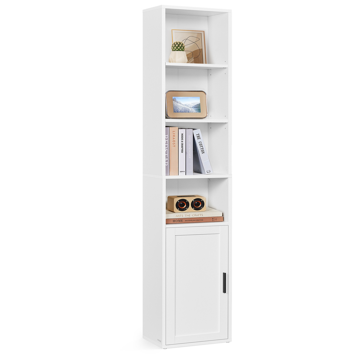 VASAGLE bogreol, 6 niveauer, 24 × 31.8 × 175 cm, skyhvid, LBC401W01