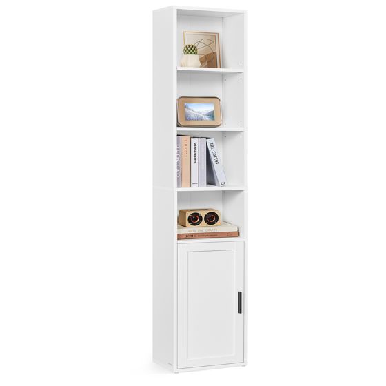 Vasagle bogreol, 6 niveauer, 24 × 31.8 × 175 cm, skyhvid, LBC401W01