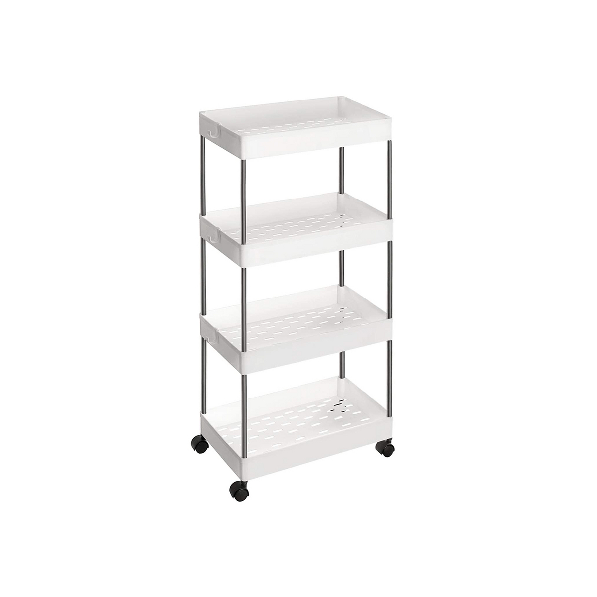 Songmics opbevaringsvogn, 4 niveauer, 40 × 22 × 86 cm, med hjul, hvid, KSC10WT