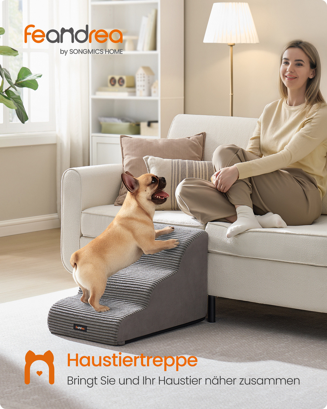 FEANDREA hundetrappe, 3 trin, duegrå, PPS003G01