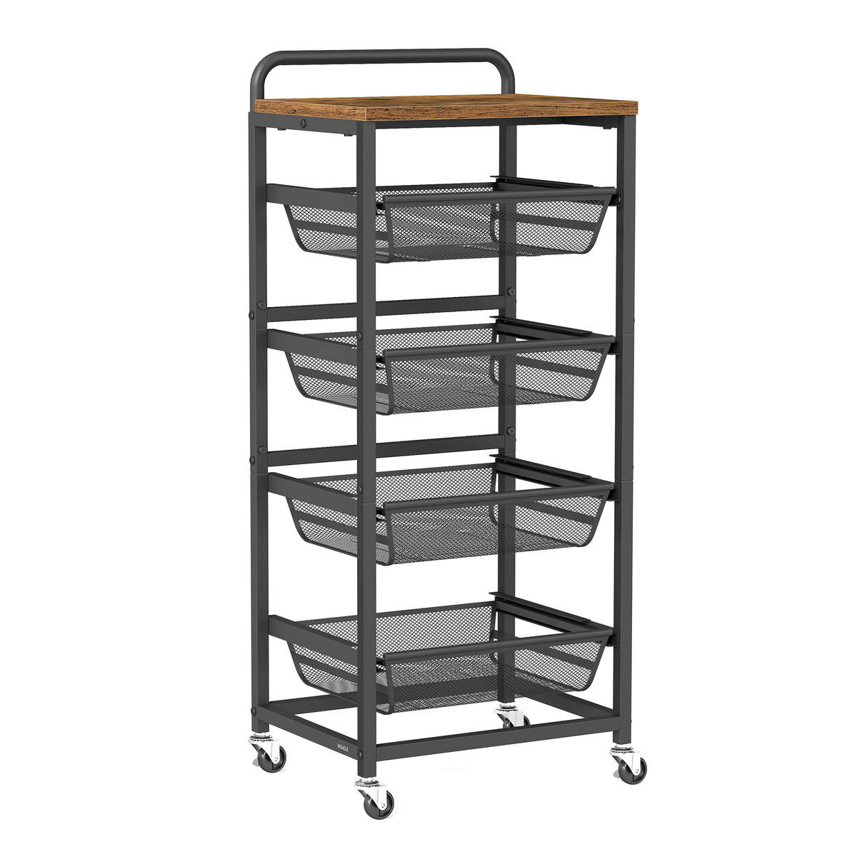 Vasagle opbevaringsvogn, 5 niveauer, 31.7 × 40 × 95 cm, med hjul, rustikbrun/sort, LRC041K01