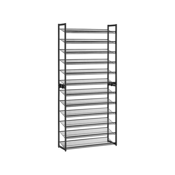 Songmics skostativ, 2-pak, 12 niveauer, justerbar, stabelbar, sort, LMR12B
