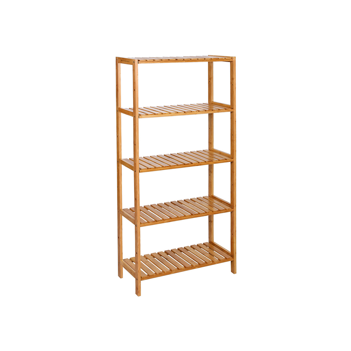 SONGMICS badeværelsesreol, 5 niveauer, 60 × 26 × 130 cm, justerbar, naturfarvet, BCB35Y