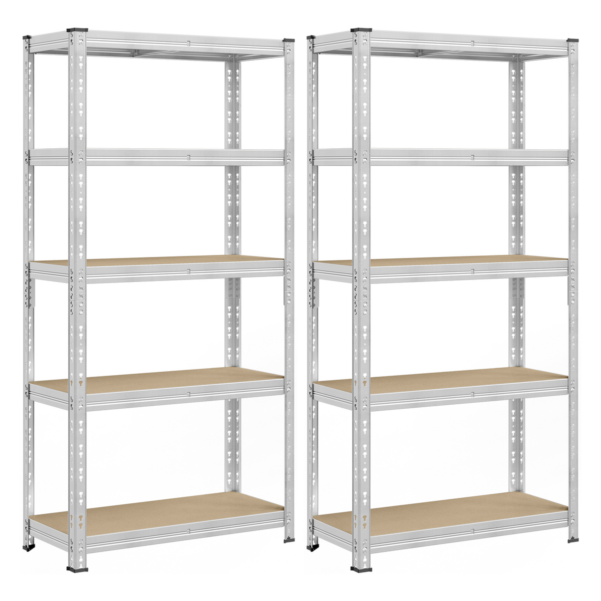 SONGMICS reol, 2-pak, 40 × 90 × 180 cm, justerbar hylde, sølv, GLR455E01