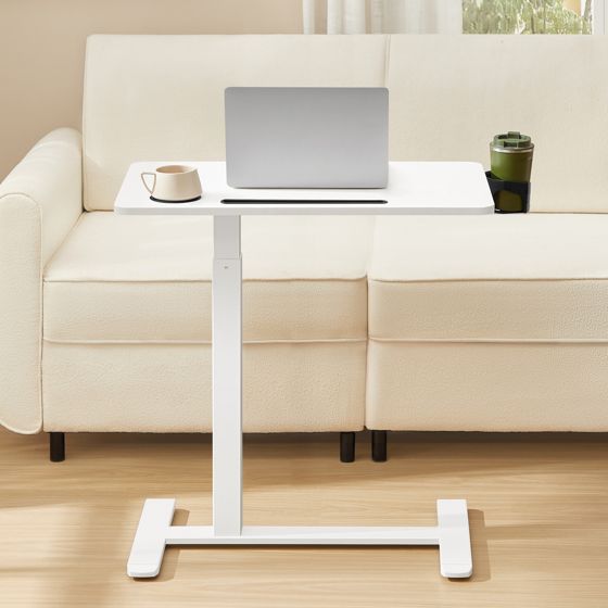Vasagle computerbord, 70 × 40 cm, højdejusterbar, med hjul, skyhvid, ULSD600W01