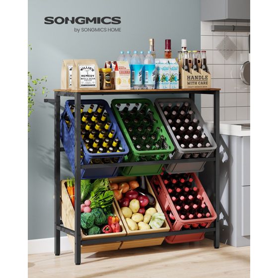 Songmics reol, 2 niveauer, brun, BSC363K01