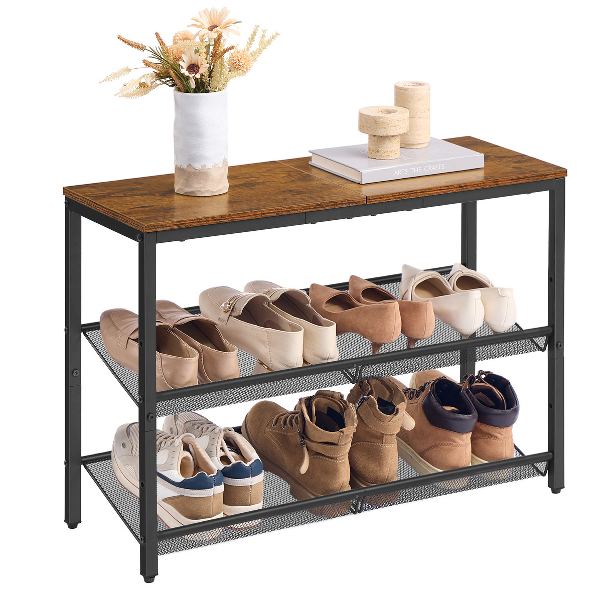 Vasagle skostativ, 3 niveauer, justerbar, brun, LBS043KD01