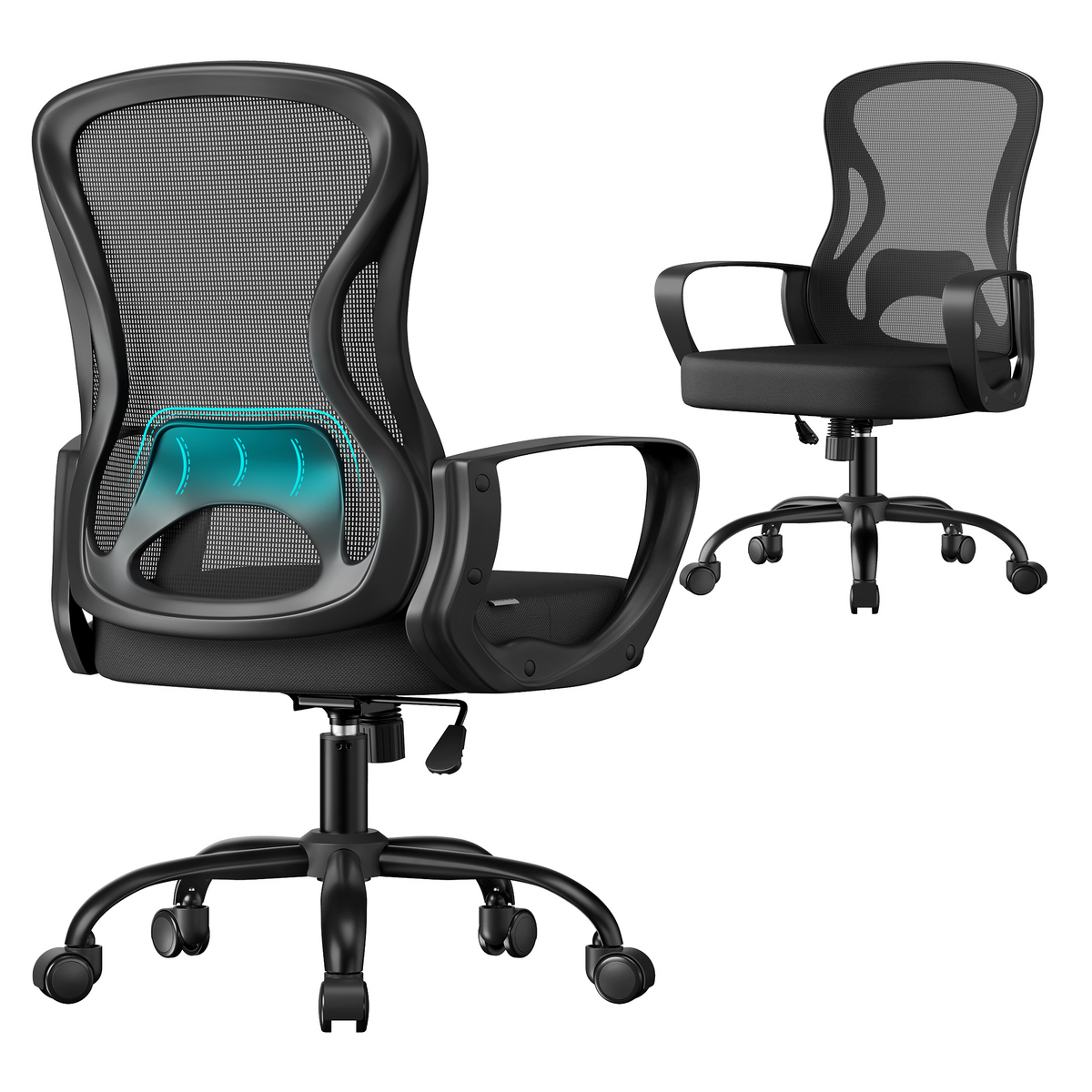 Songmics kontorstol, drejelig, sort, OBN043BH02