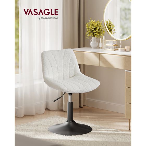 Vasagle sminkeskammel, højdejusterbar, drejelig, cremehvid, LJB160WD01