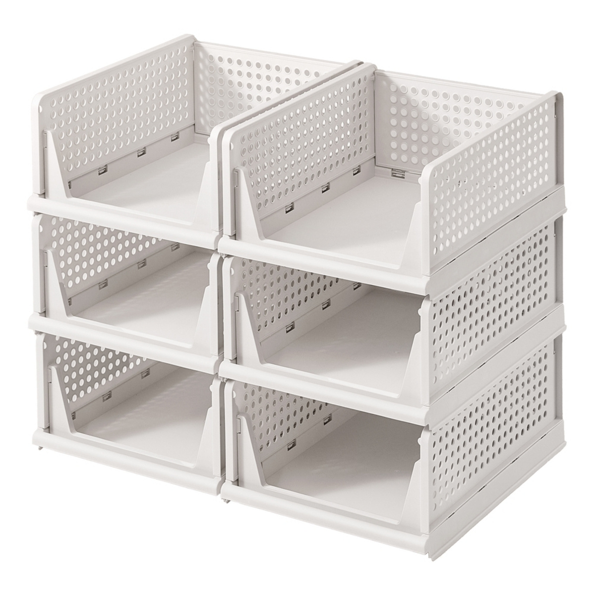 SONGMICS garderobeskab, 6-pak, sammenklappelig, stabelbar, hvid, LPC600WZ01