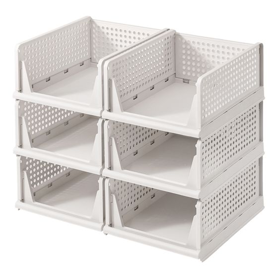 Songmics garderobeskab, 6-pak, sammenklappelig, stabelbar, hvid, LPC600WZ01