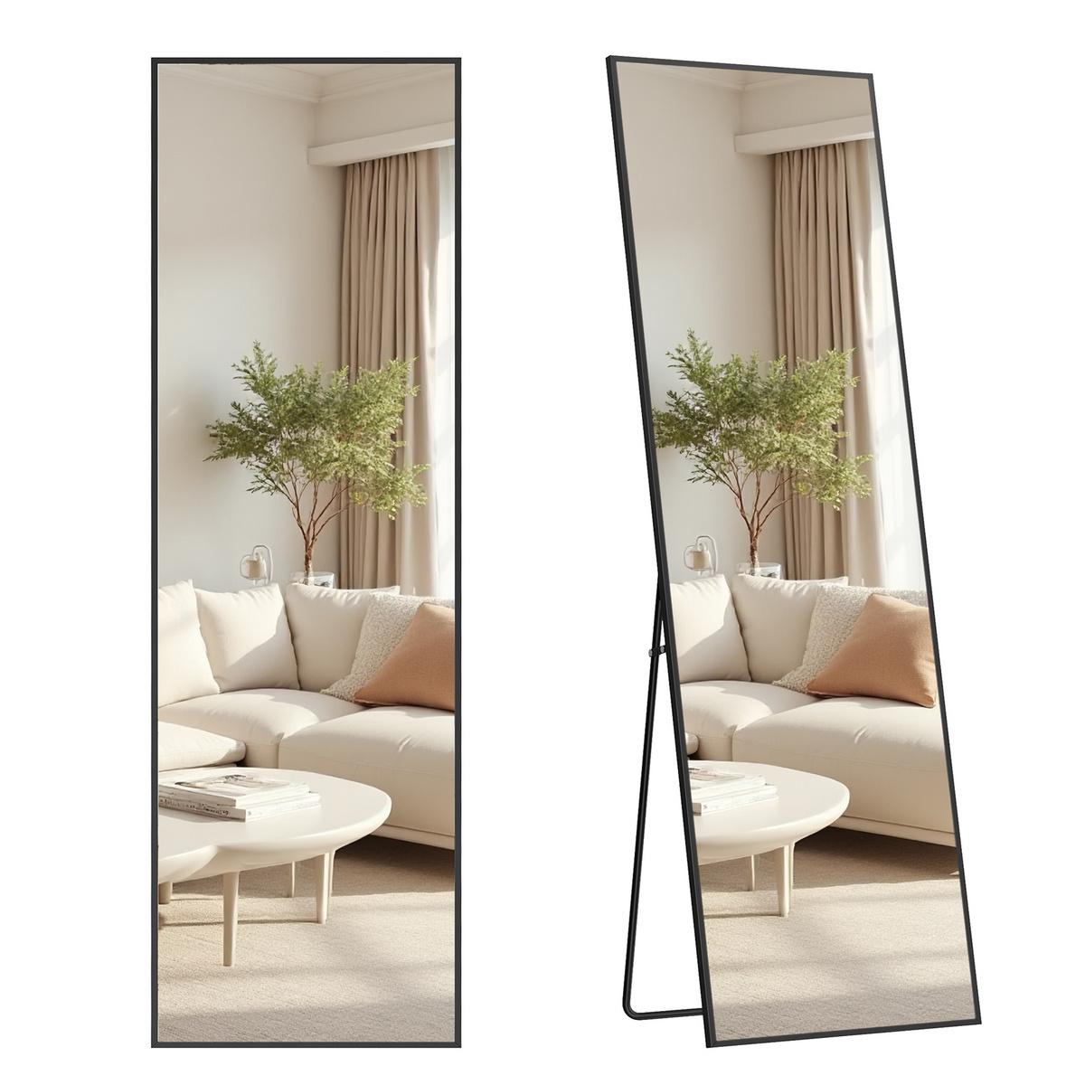 SONGMICS helkropsspejl, 160 × 50 cm, sort, LFM050BD01