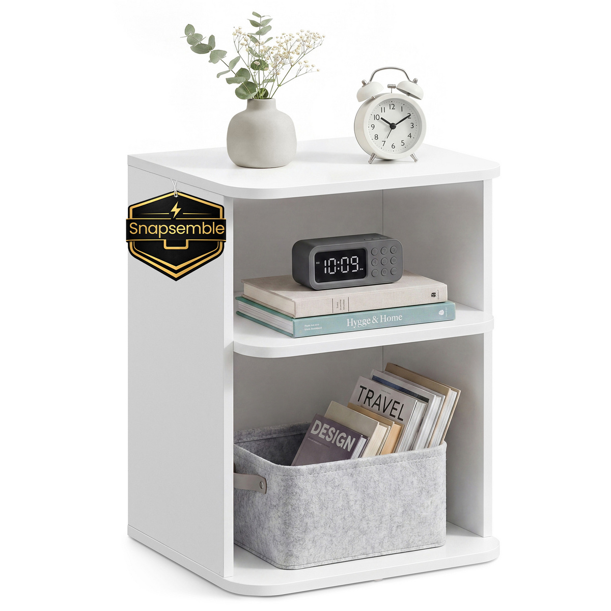 Vasagle sengebord, 3 niveauer, 30 × 35 × 45 cm, skyhvid, LET123WE01