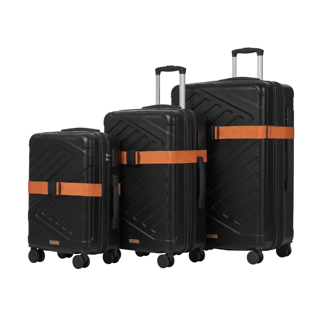 Songmics hardcase-kuffertsæt, udvideligt, TSA-lås, sort