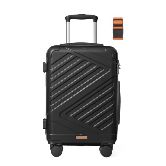 Songmics hardcase-kuffert, udvidelig, TSA-lås, sort