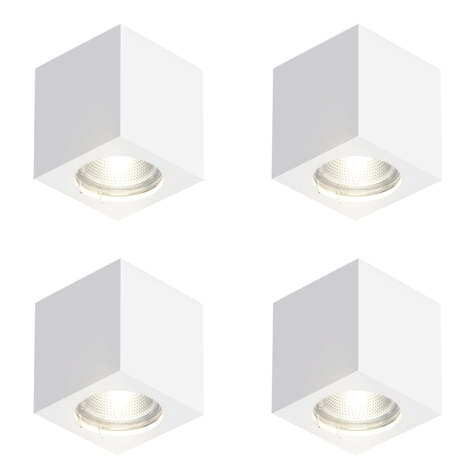 NETTLIFE hvid påbygningsspot GU10, firkantet påbygningsspot 40W gips, lille moderne loftslampe