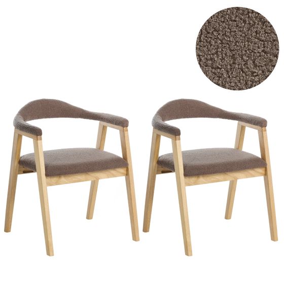 Sæt med 2 spisebordsstole ONECO Træ Lysebrun/taupe