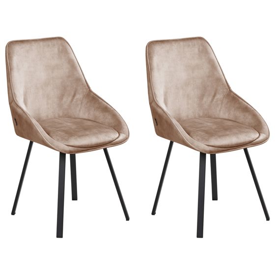Sæt med 2 spisebordsstole TERLTON Velour Beige