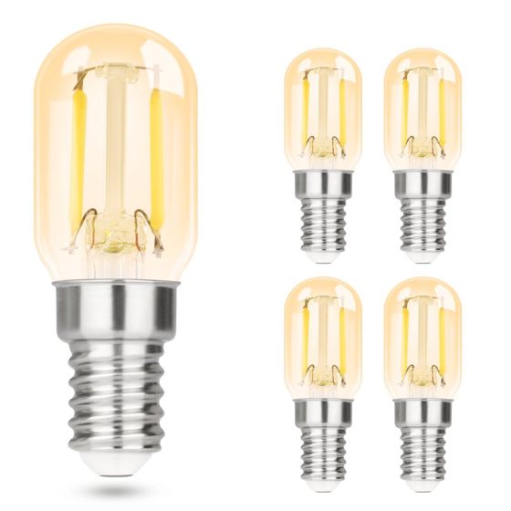 NETTLIFE 4 stk. E14 LED-pærer, kold hvid, vintage-pærer, T22 2W, retro Edison, 6000K, energisparepære, køleskabsbase