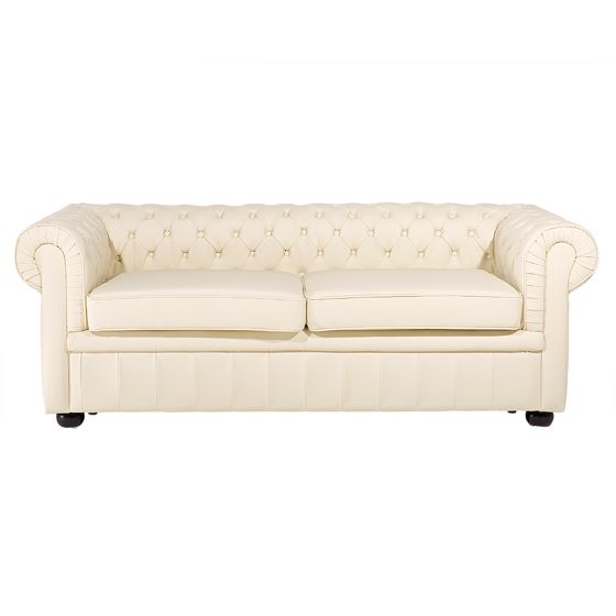 Sofa 3 personers CHESTERFIELD Ægte læder Lys Beige