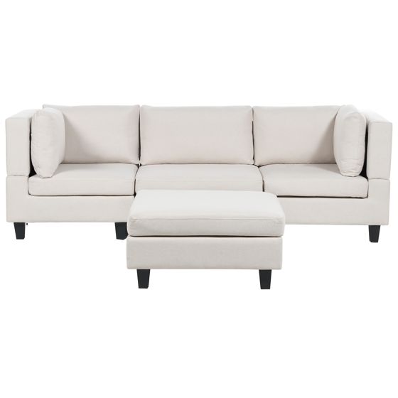 Modulsofa 3 personers UNSTAD med fodskammel Lys Beige