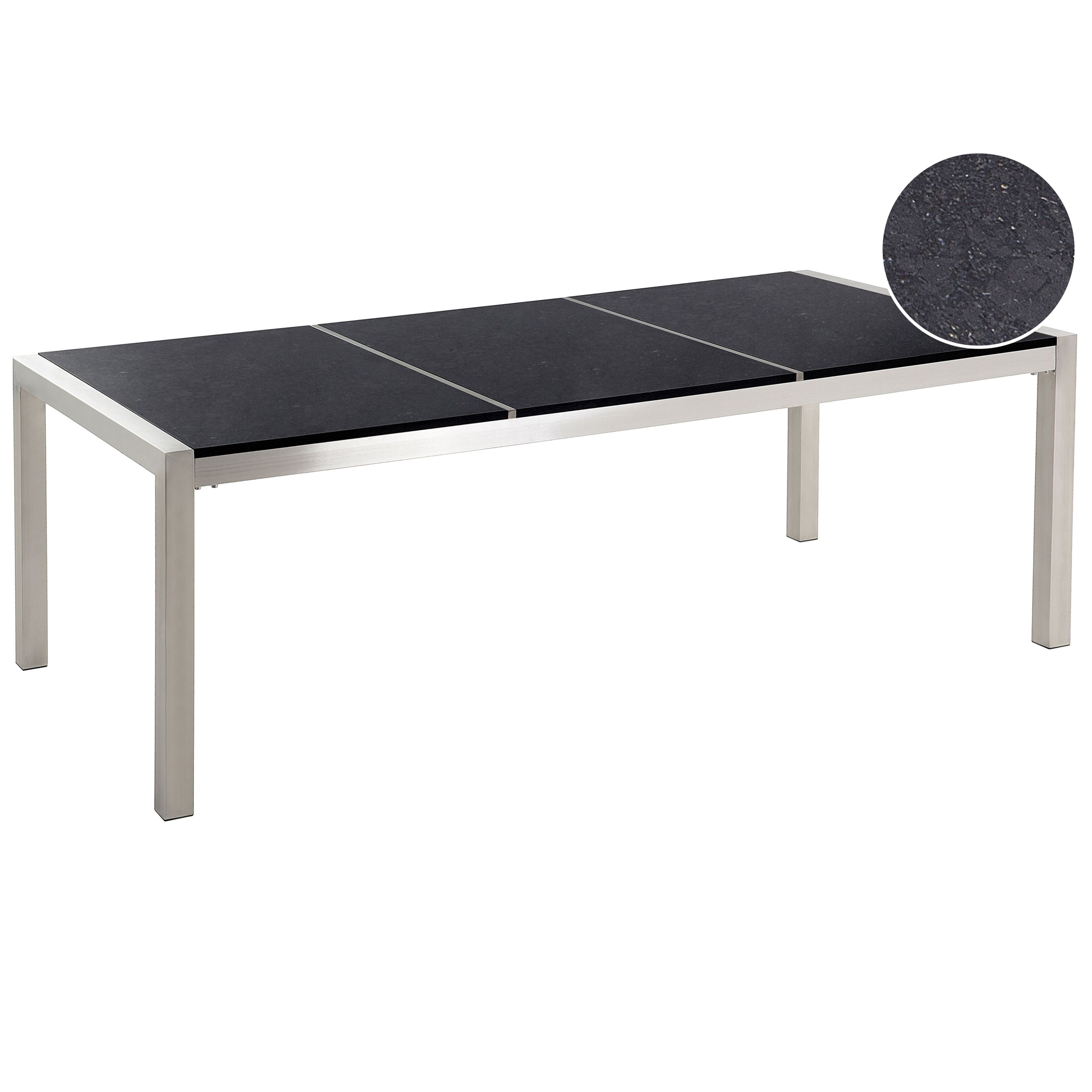 Havebord GROSSETO 220 cm 100 cm Granit Poleret Sort