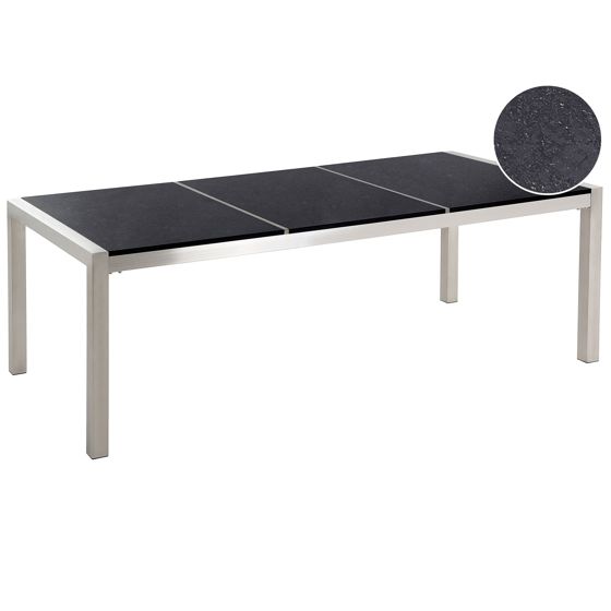 Havebord GROSSETO 220 cm 100 cm Granit Poleret Sort