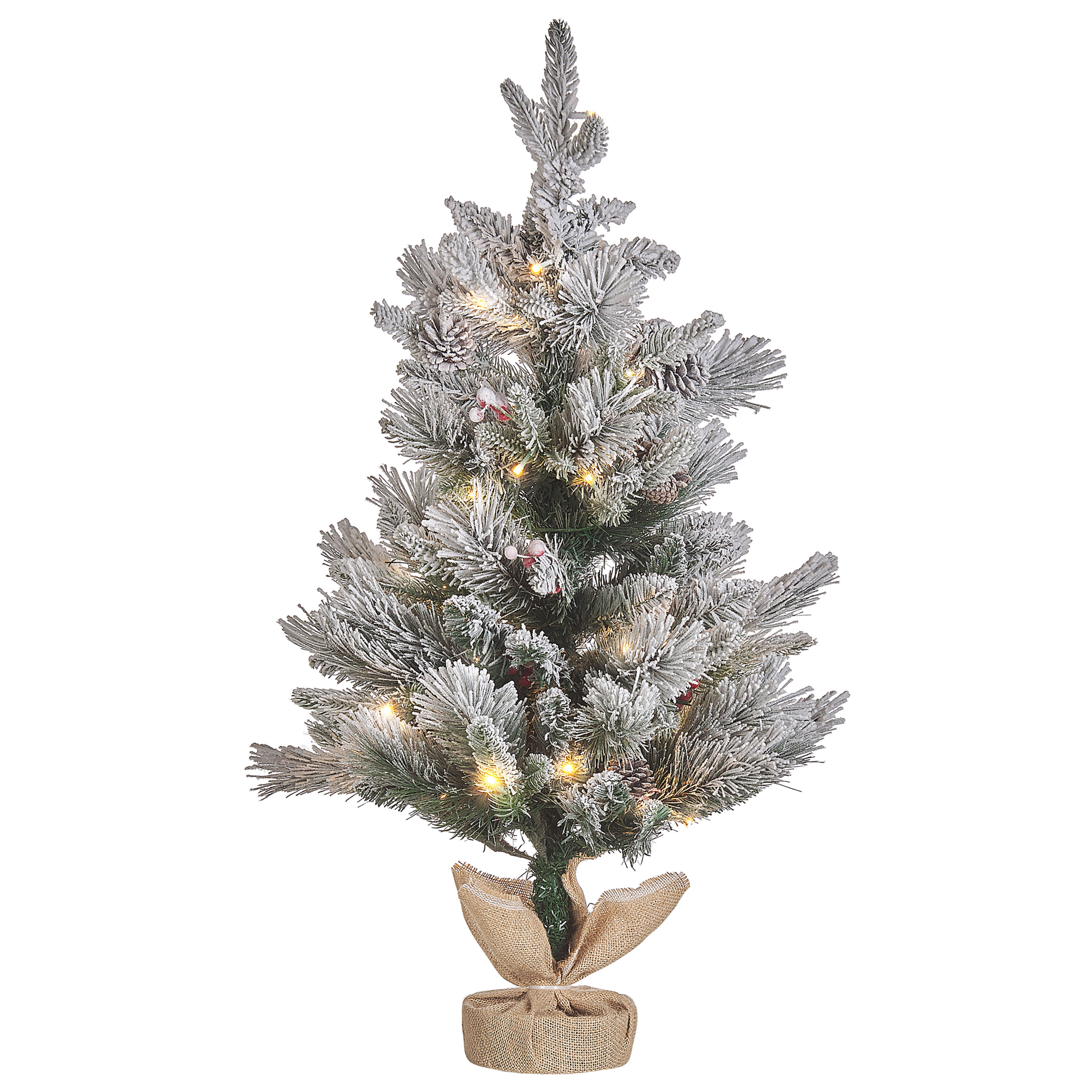 Sneklædt juletræ LED MALIGNE 90 cm Hvid