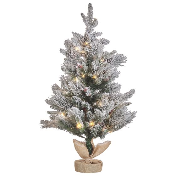 Sneklædt juletræ LED MALIGNE 90 cm Hvid